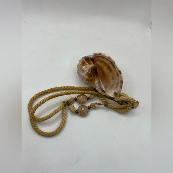 Miriam Haskell Vintage Snail Shell and Cord Necklace 16”